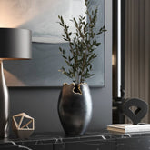 Decorative Vase - Black Metal Organic Edge Chipped, 14 in.