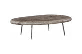 Skipping Stone Coffee Table, Brown Stone, Forged Legs