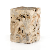 FAYDON END TABLE-ROMANO FOSSE TRAVERTINE - Hedi's Furniture