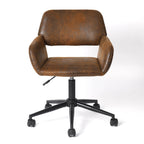 Adjustable Task Chair with Swivel Base Suede Brown/Beige: Ivory Beige