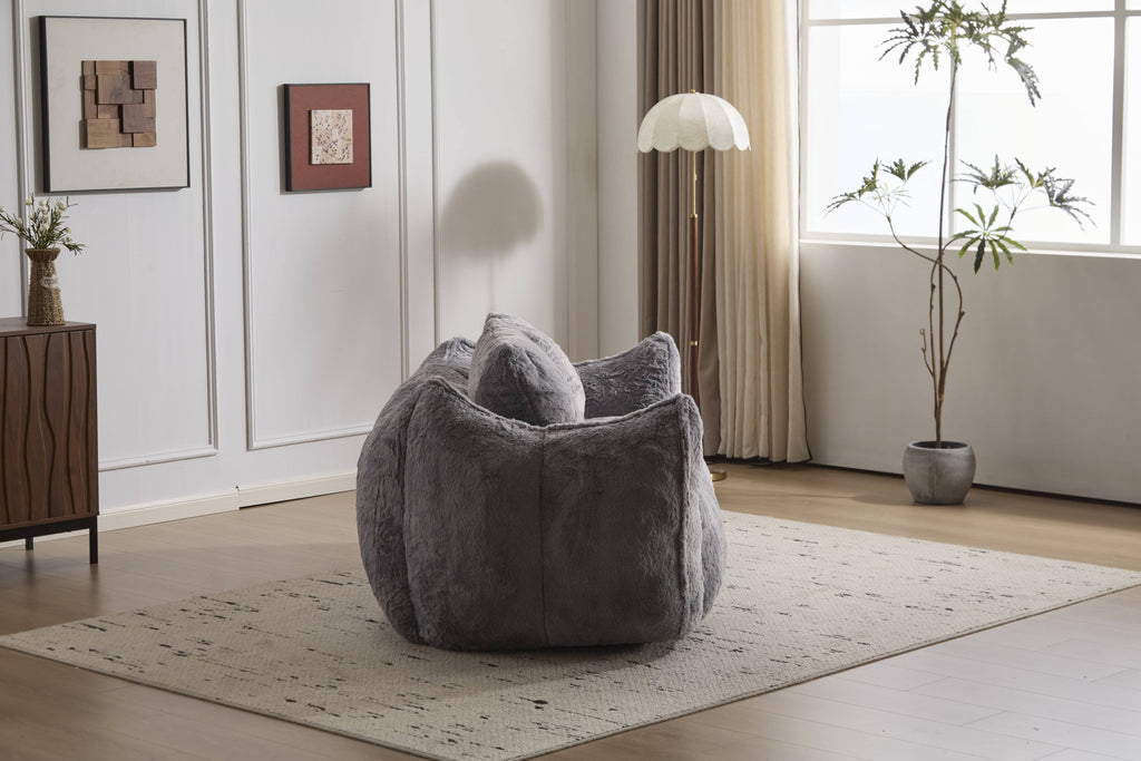 2-Seat Giant Faux Fur Bean Bag Couch ( 6 Colors) No Assembly: White