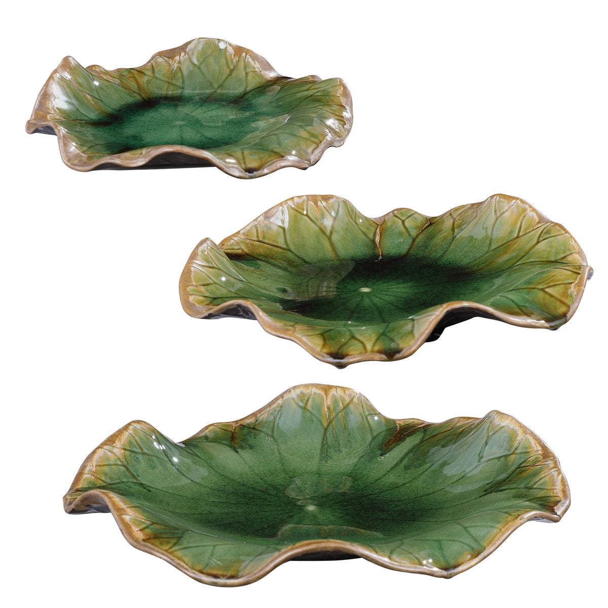 Abella Ceramic Indoor-Outdoor Wall Decor, Green, S/3