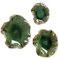 Abella Ceramic Indoor-Outdoor Wall Decor, Green, S/3