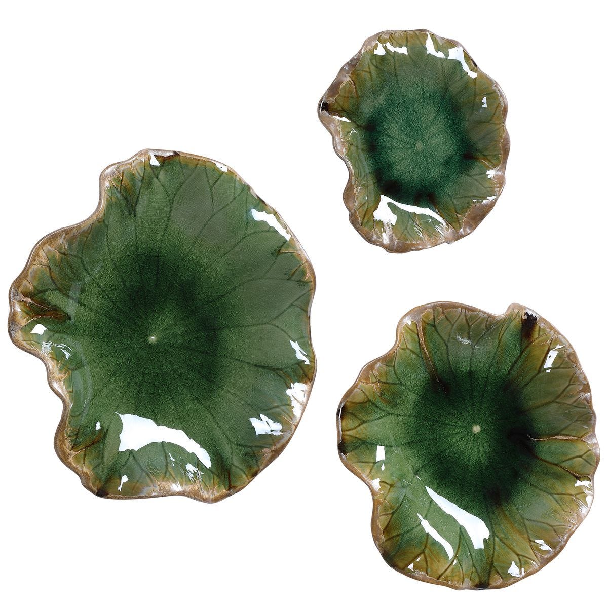Abella Ceramic Indoor-Outdoor Wall Decor, Green, S/3