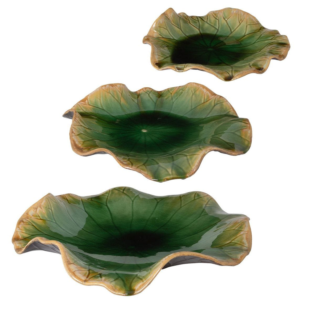 Abella Ceramic Indoor-Outdoor Wall Decor, Green, S/3