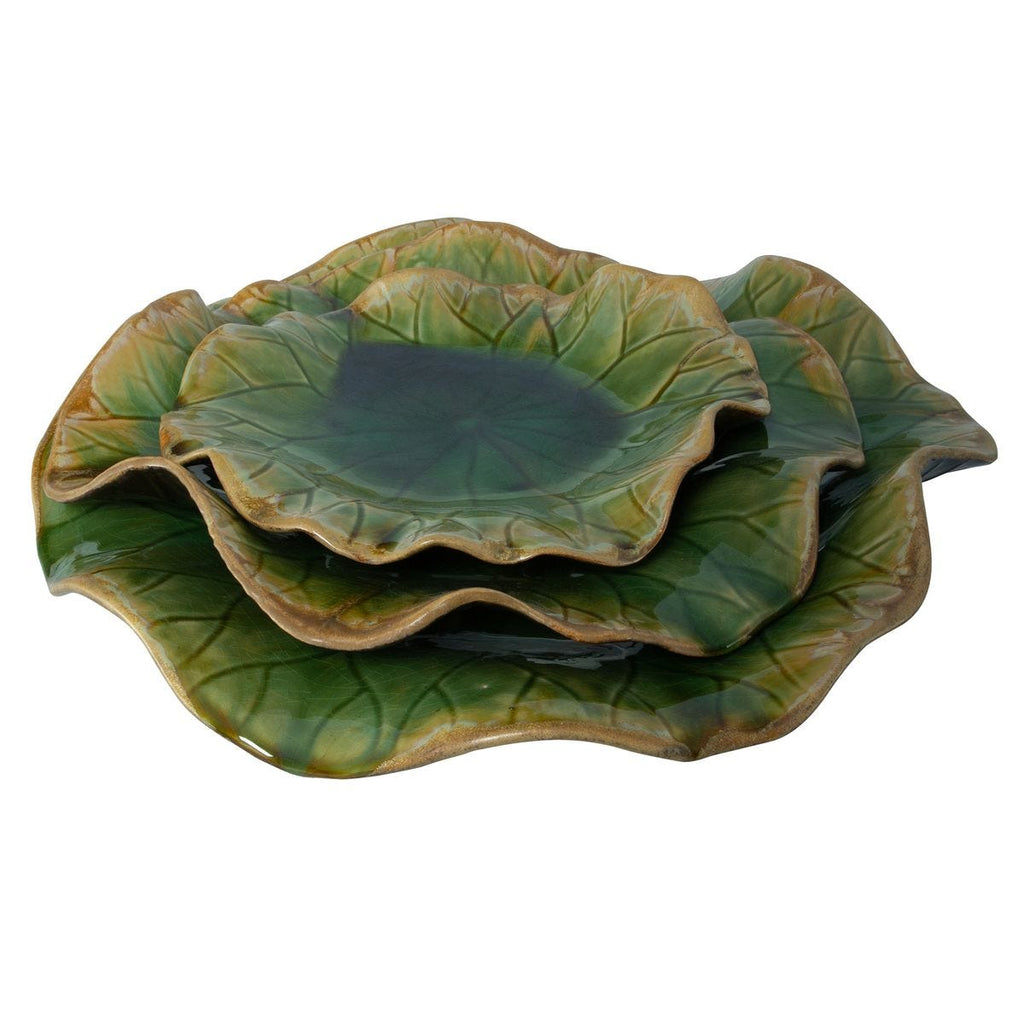 Abella Ceramic Indoor-Outdoor Wall Decor, Green, S/3