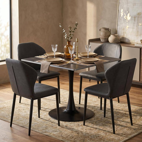 Bristol Sintered Stone Dining Table - Square Modern: Black / Black