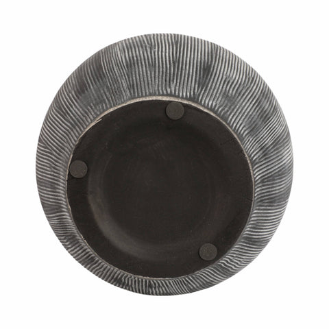 Ceramic Ribbed Texture Weathered Handle Vase - Black, 10 in.