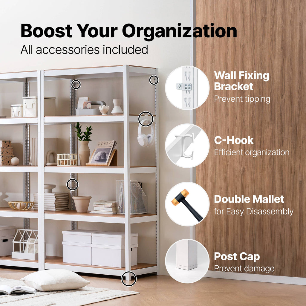 36"W 5-Tier Shelf for Closet, Pantry & Home Office, 1Pack: White