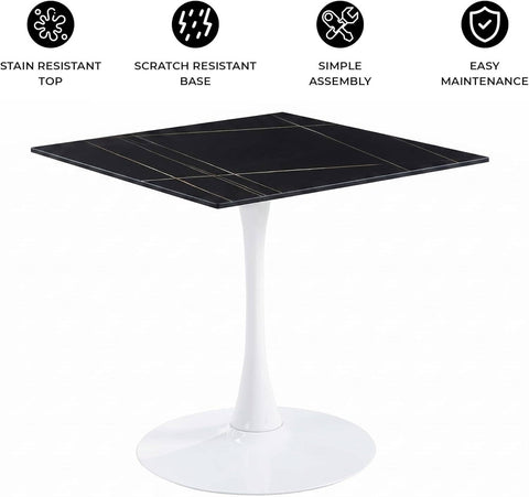 Bristol Sintered Stone Dining Table - Square Modern: Black / Black