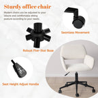 Adjustable Task Chair with Swivel Base Suede Brown/Beige: Ivory Beige