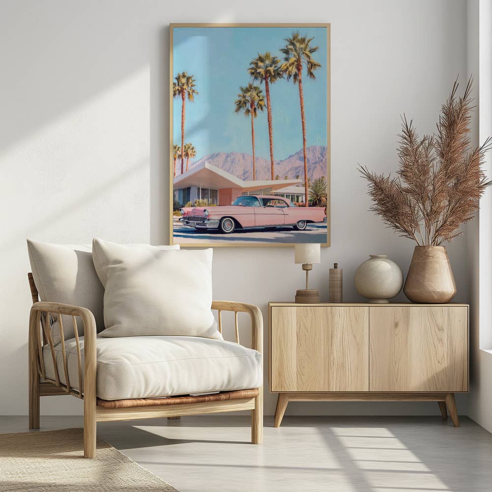 "California Vintage Car" Wall Art by Melloi Art Prints: Wrapped Canvas / 48"H x 36 "W
