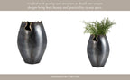 Decorative Vase - Black Metal Organic Edge Chipped, 14 in.