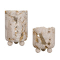 Quarried Stone Indoor-Outdoor Candleholders, S/2