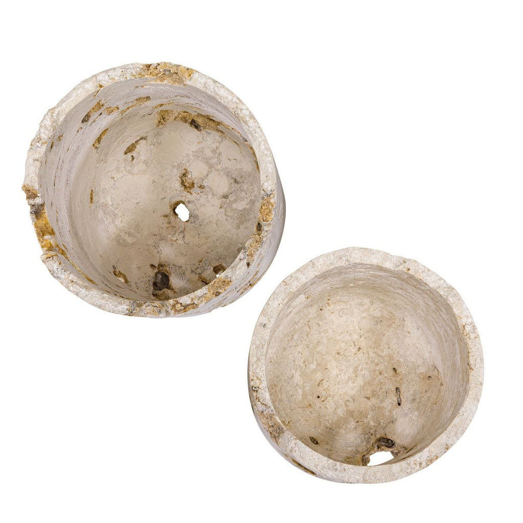 Quarried Stone Indoor-Outdoor Candleholders, S/2