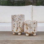 Quarried Stone Indoor-Outdoor Candleholders, S/2