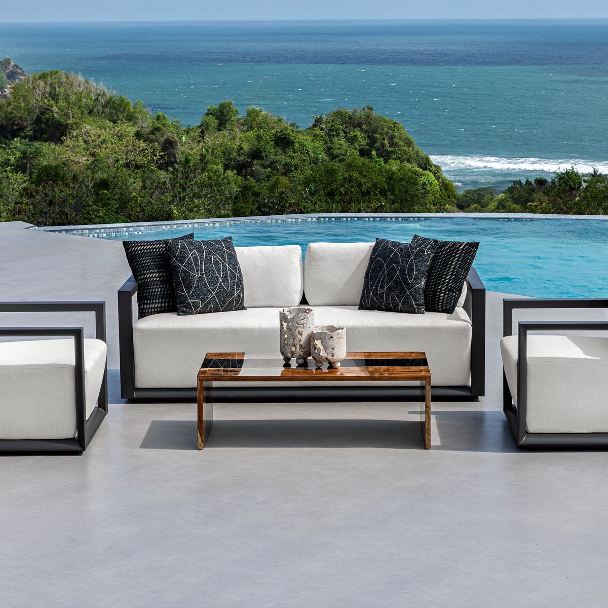 Quarried Stone Indoor-Outdoor Candleholders, S/2