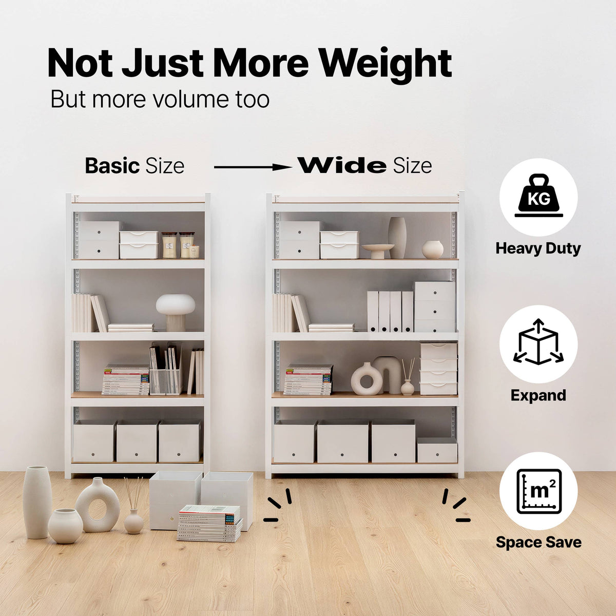 48"W 5-Tier Heavy Duty Storage Rack for Industrial, 1Pack: White
