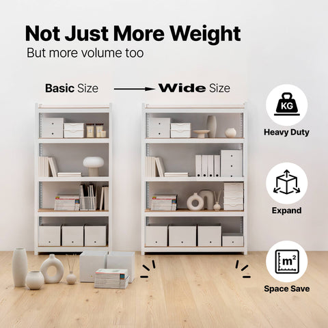 48"W 5-Tier Heavy Duty Storage Rack for Industrial, 1Pack: White