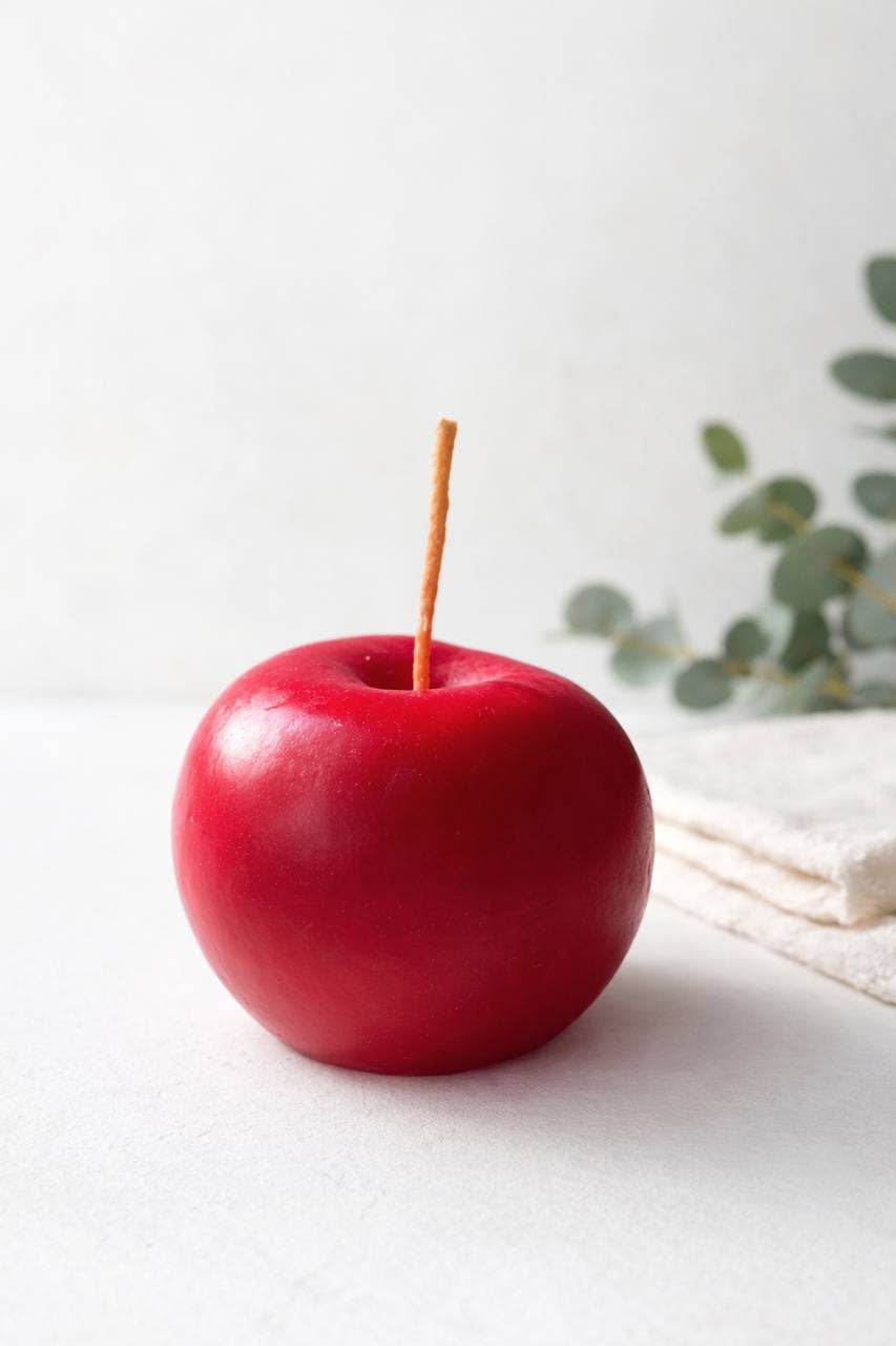 Realistic Red Apple Shaped Candle - Unscented & Scented: Apple Pie