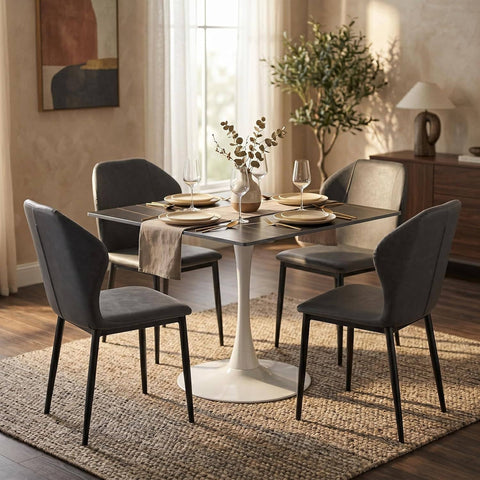 Bristol Sintered Stone Dining Table - Square Modern: Black / Black
