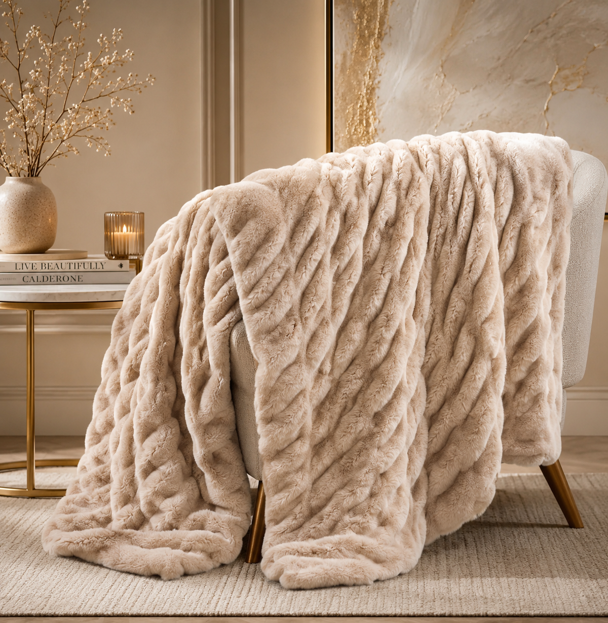 Luxe Double-Layer Faux Fur Throw Blanket – 50" x 60": Pink