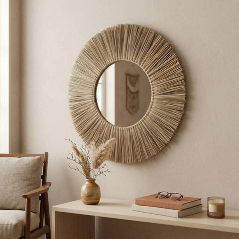 Round Seagrass Wall Mirror — Wholesale Case of 5