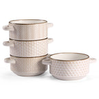 Kook Ceramic Soup Bowls-S/4 with Handles, 26.5 oz,