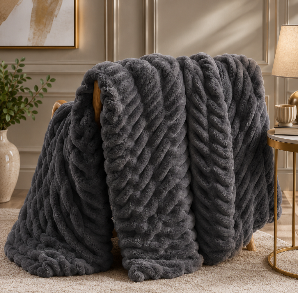 Luxe Double-Layer Faux Fur Throw Blanket – 50" x 60": Pink