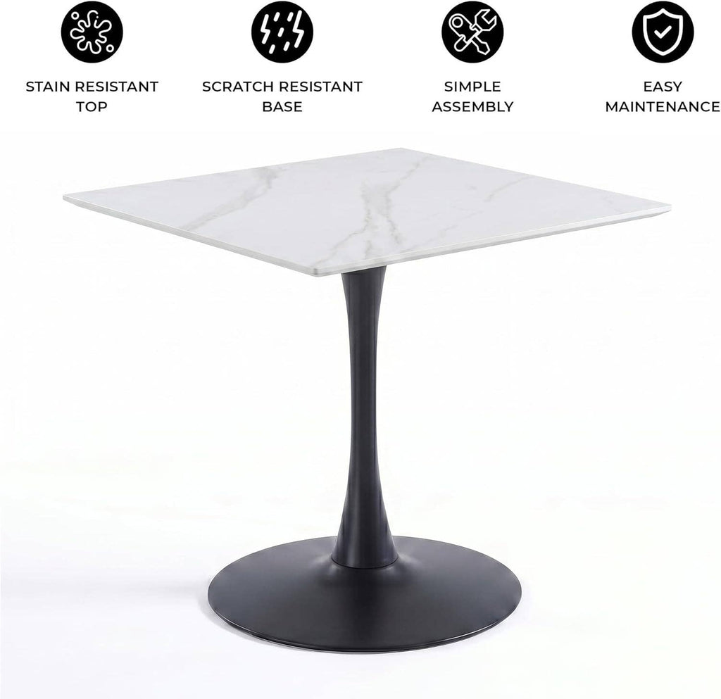Bristol Sintered Stone Dining Table - Square Modern: Black / Black
