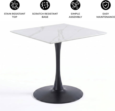 Bristol Sintered Stone Dining Table - Square Modern: Black / Black