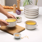 Kook Ceramic Pasta Bowls, 40 oz, Set of 4, Cream/Copper
