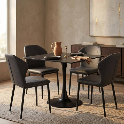 Bristol Sintered Stone Dining Table - Square Modern: Black / Black