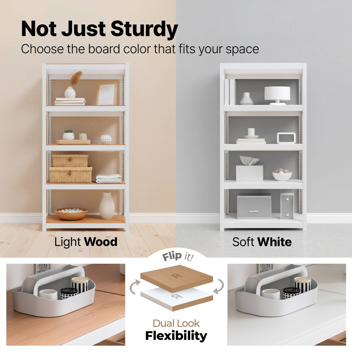 36"W 5-Tier Shelf for Closet, Pantry & Home Office, 1Pack: White