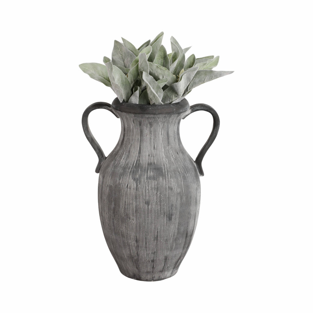 Black 15 in. Dolomite Amphora Weathered Vase