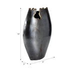 Decorative Vase - Black Metal Organic Edge Chipped, 14 in.