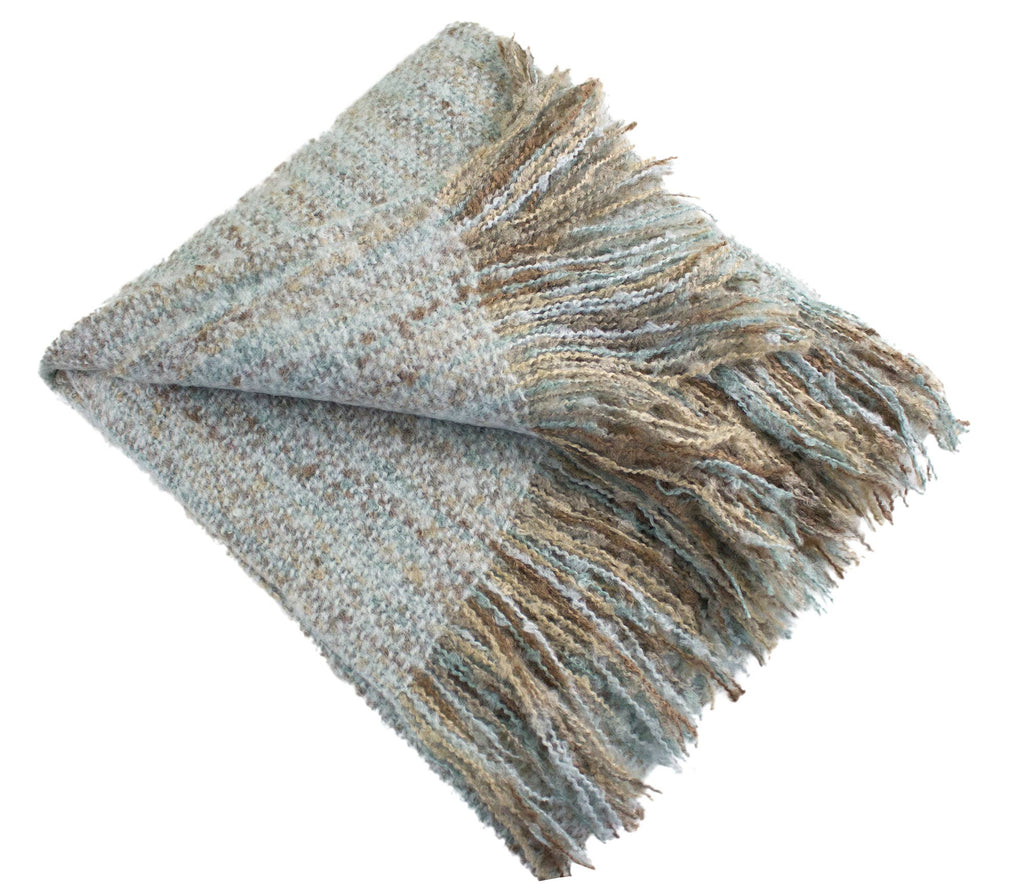 Aqua Faux Mohair Shabby 50"x60" Throw Blanket