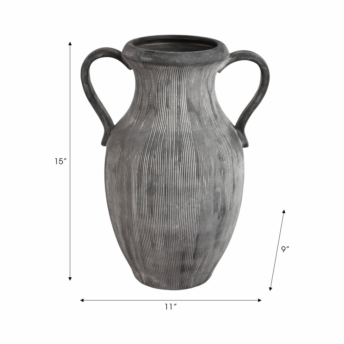 Black 15 in. Dolomite Amphora Weathered Vase