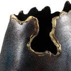 Decorative Vase - Black Metal Organic Edge Chipped, 14 in.