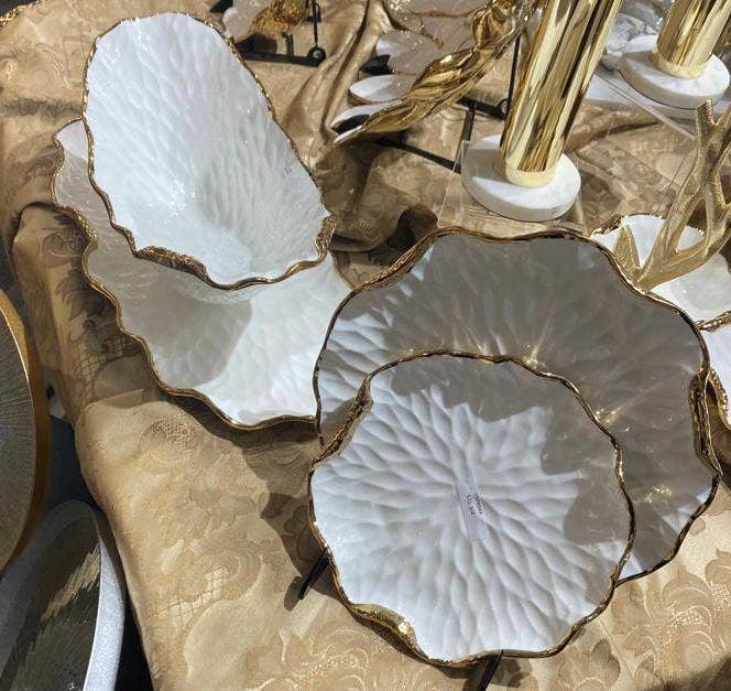 Tray New Bone China- Gold Scalloped Edge