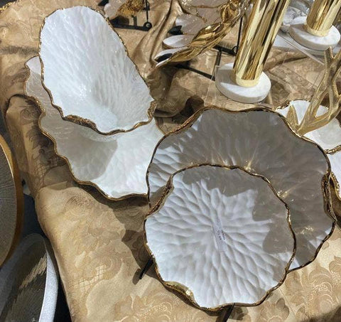 Tray New Bone China- Gold Scalloped Edge