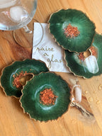 Geode Coasters,S/4 Butter/ Gold