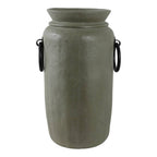 Decorative Vase - Green/Black Ceramic Metal Handles, 16 in.