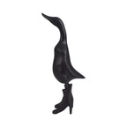 Bamboo Wood Duck in Rainboots Figurine - Black, 20 in.