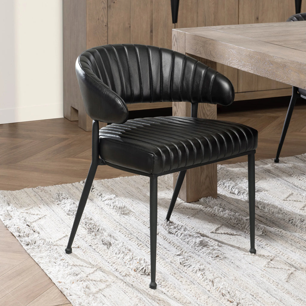 Umbria Leather Dining Chair - Midnight Raven