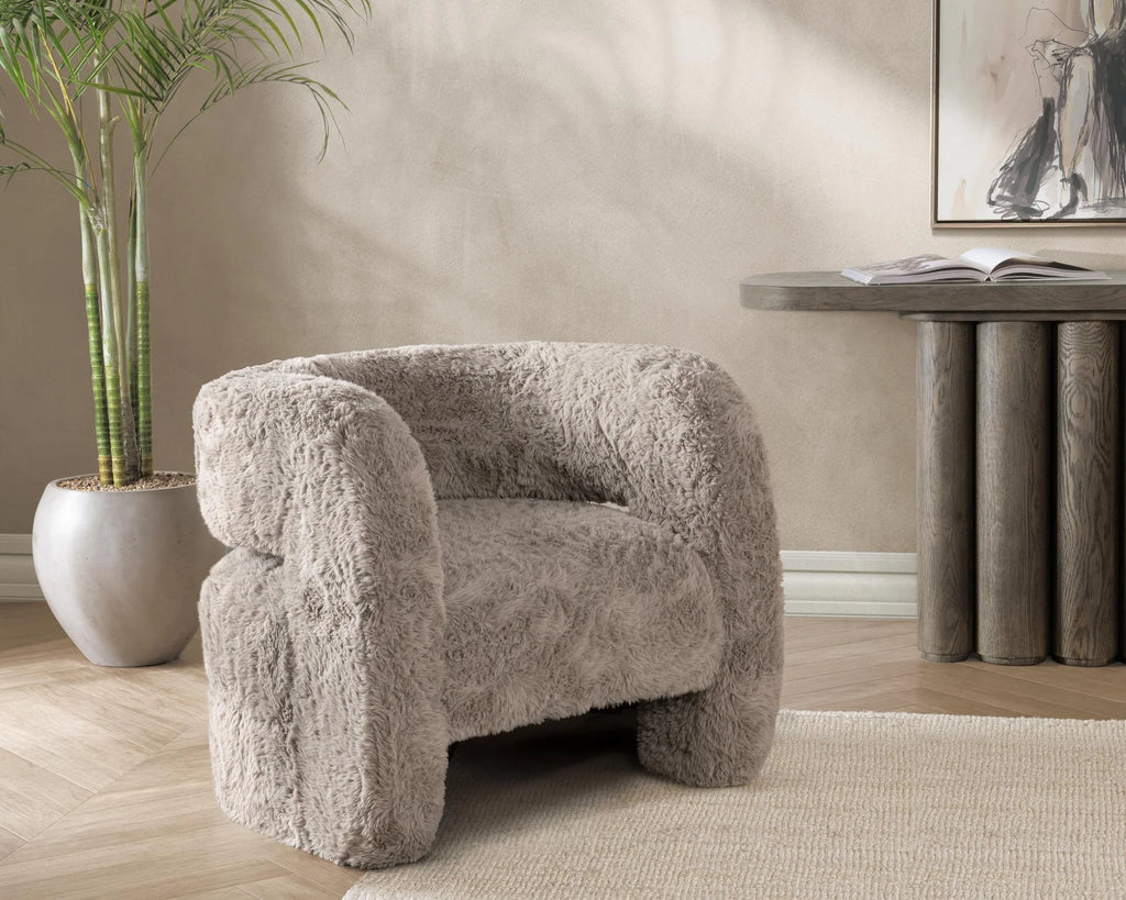 Teddy Plush Accent Chair - Granite
