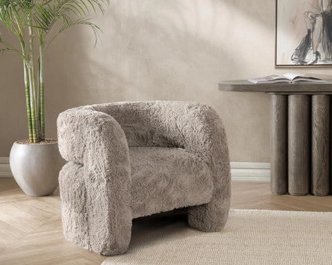 Teddy Plush Accent Chair - Granite