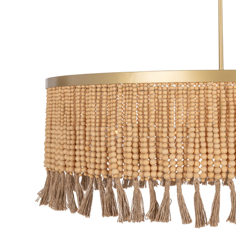 Andren Wood Beaded Round Pendant