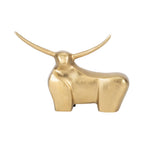 Decorative Figurine - Gold Metal Solid Standing Bull, 8 in.