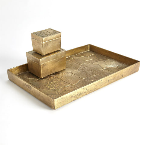 FLORA TRAY-ANTIQUE BRASS